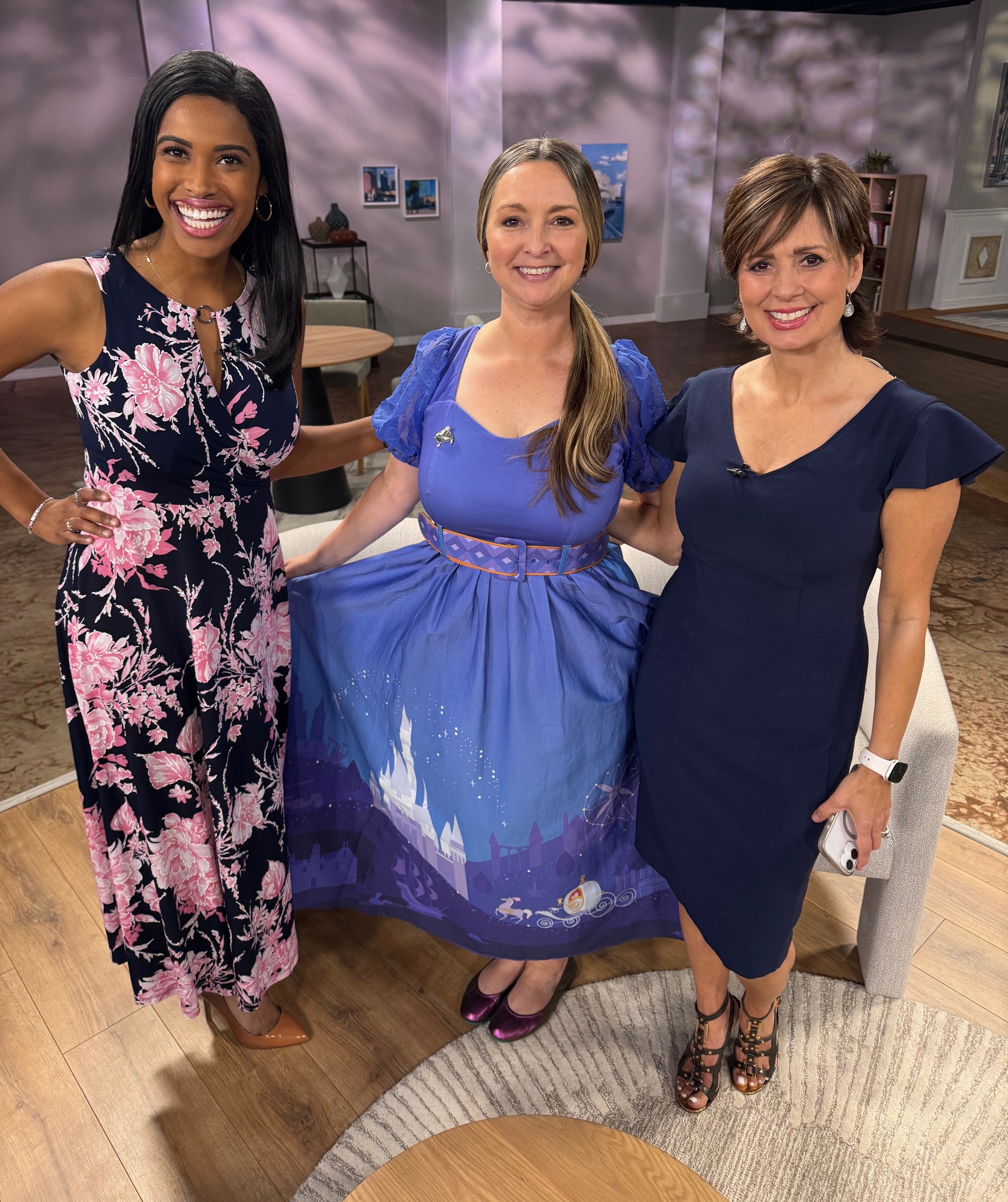 Wedding officiant Karen Hooper on News Channel 8 Daytime with hosts Farron Hipp and Maggie Rodriguez discussing Disney weddings